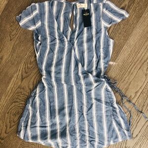 Blue and White Striped Romper